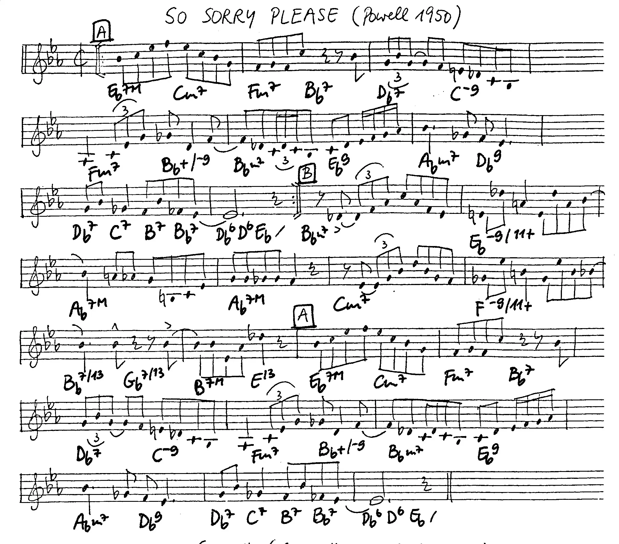 so sorry please free jazz leadsheet - Courtesy of the Jungle Jazz Band